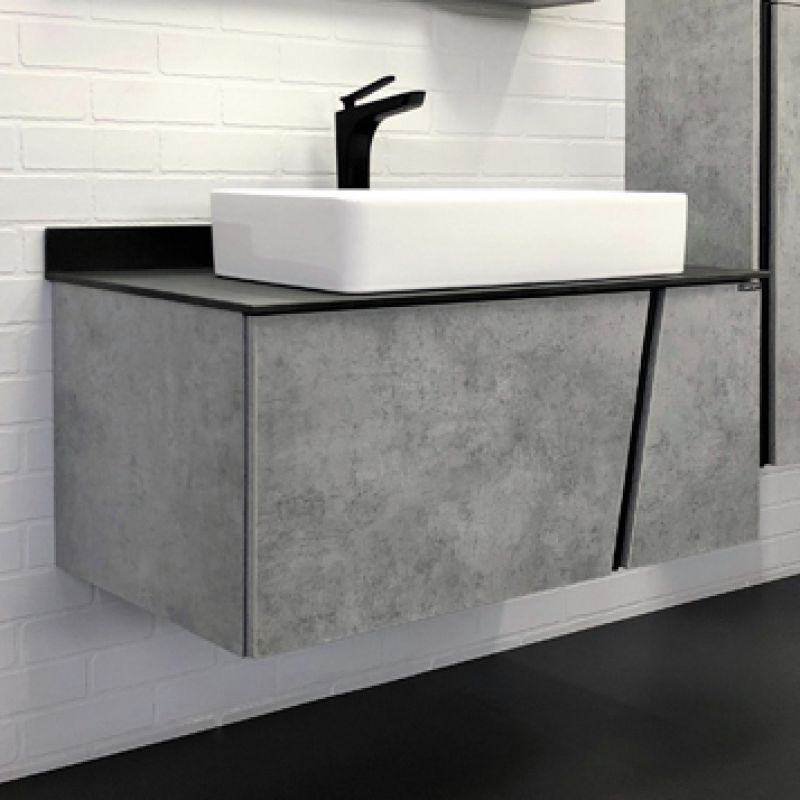 Тумба с раковиной Comforty "Эдинбург-90" 00004149881 бетон светлый с черной столешницей, с раковиной Comforty 78189