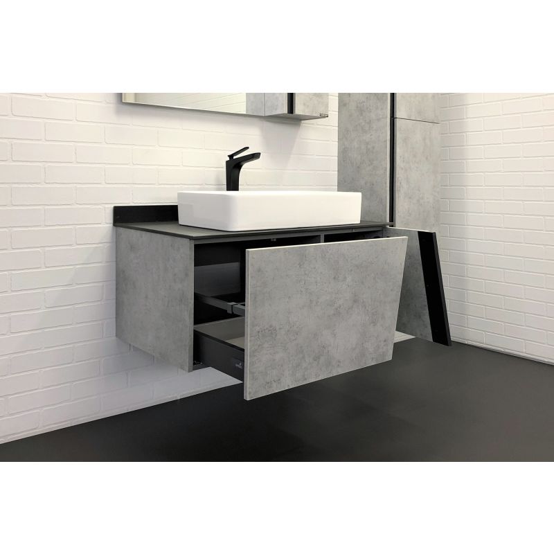 Тумба с раковиной Comforty "Эдинбург-90" 00004149881 бетон светлый с черной столешницей, с раковиной Comforty 78189