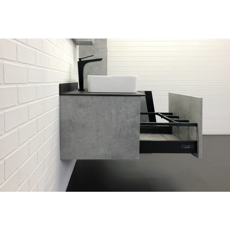 Тумба с раковиной Comforty "Эдинбург-90" 00004149881 бетон светлый с черной столешницей, с раковиной Comforty 78189