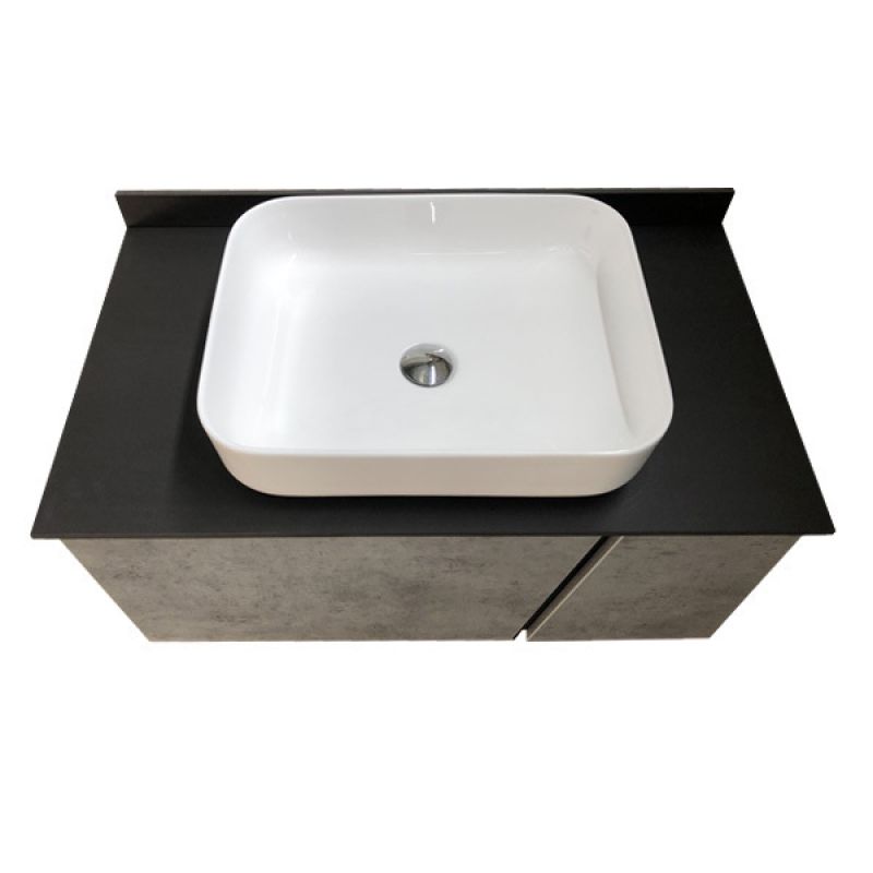 Тумба с раковиной Comforty "Эдинбург-90" 00004147997 бетон светлый с черной столешницей, с раковиной Comforty T-Y9378