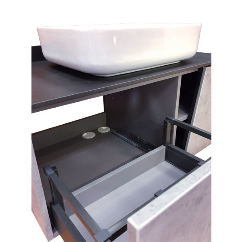 Тумба с раковиной Comforty "Эдинбург-90" 00004147997 бетон светлый с черной столешницей, с раковиной Comforty T-Y9378