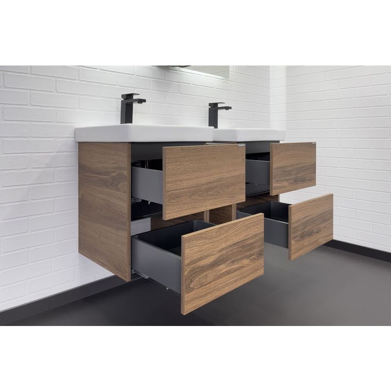 Тумба с раковиной Comforty  Дартфорд-110 00-00013690 дуб тёмно-коричневый с раковинами Адриана-45