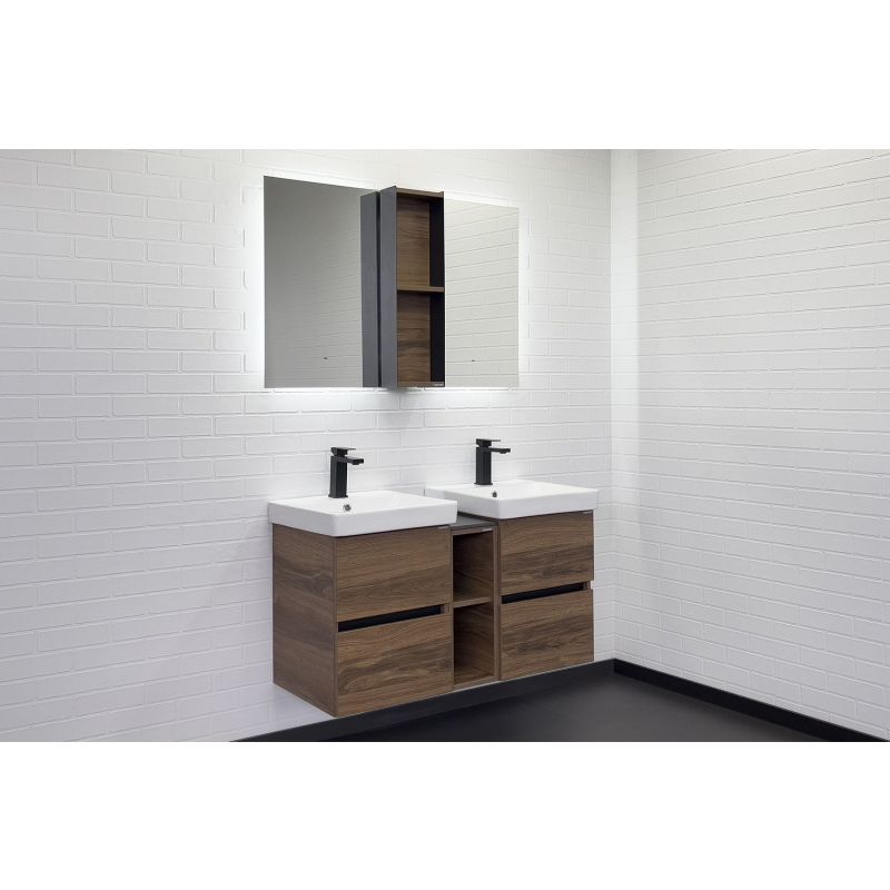 Тумба с раковиной Comforty  Дартфорд-110 00-00013690 дуб тёмно-коричневый с раковинами Адриана-45