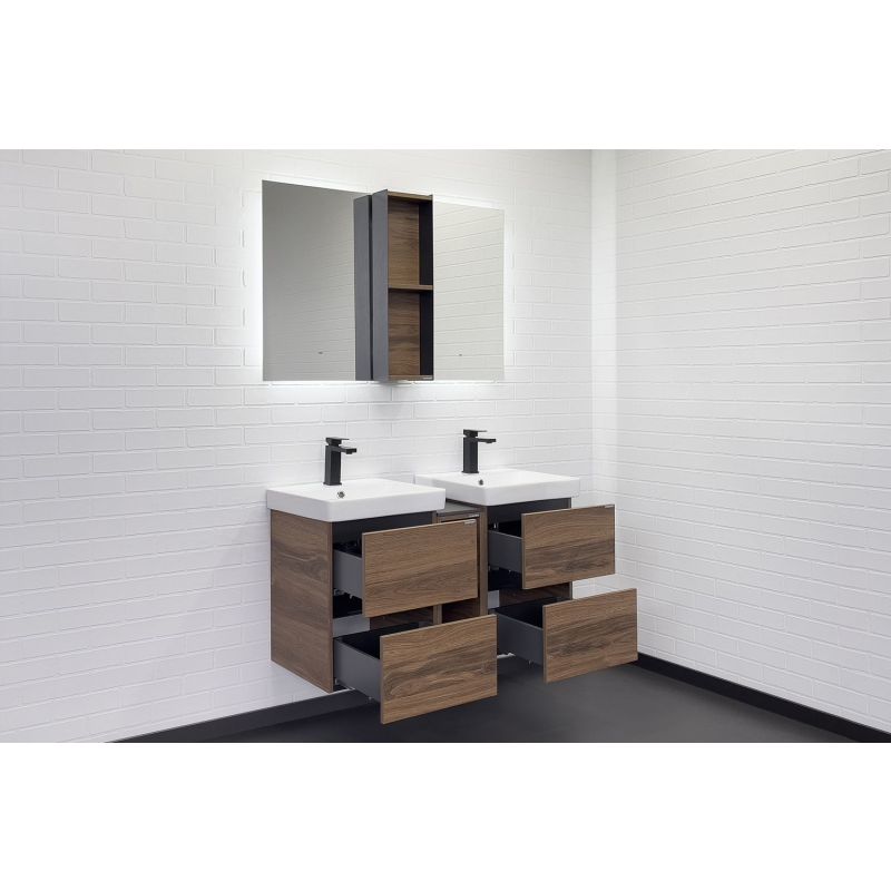 Тумба с раковиной Comforty  Дартфорд-110 00-00013690 дуб тёмно-коричневый с раковинами Адриана-45