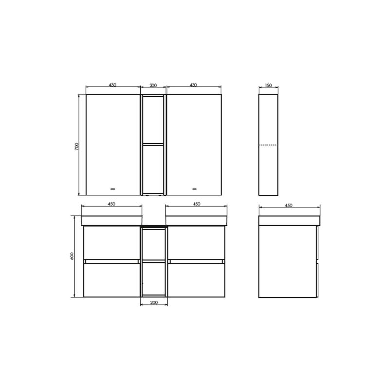 Тумба с раковиной Comforty  Дартфорд-110 00-00013690 дуб тёмно-коричневый с раковинами Адриана-45