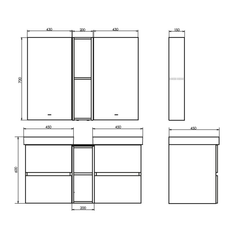 Тумба с раковиной Comforty  Дартфорд-110 00-00013690 дуб тёмно-коричневый с раковинами Адриана-45