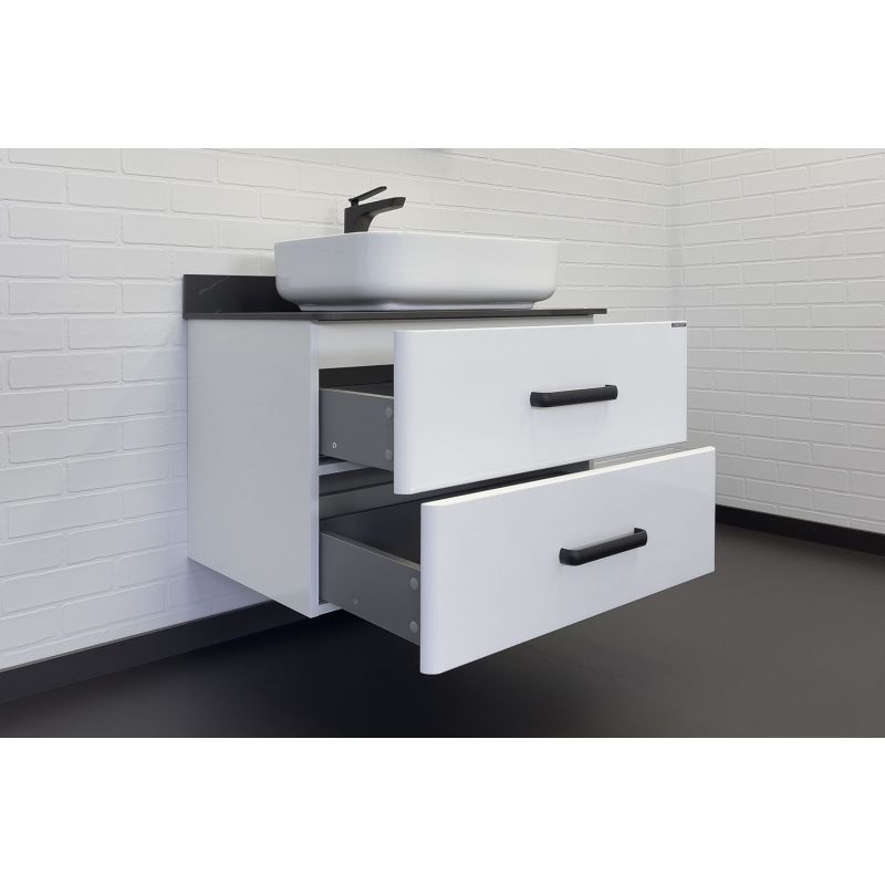 Тумба с раковиной Comforty "Амстердам-75" 00-00013775 белая со столеш. под мрамор Калакатта Блэк с рак.Comforty T-Y9378