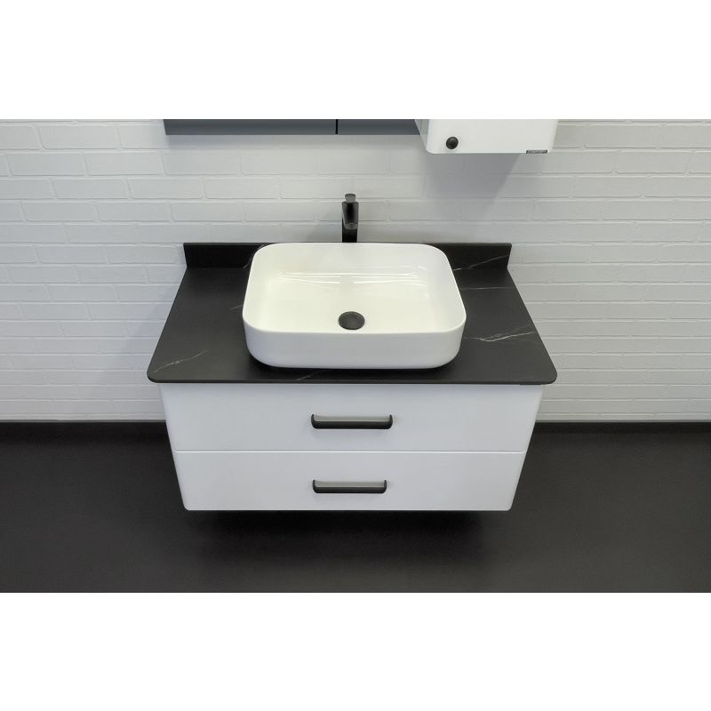 Тумба с раковиной Comforty "Амстердам-95" 00-00014001 белая со столеш. под мрамор Калакатта Блэк с рак. Comforty T-Y9378