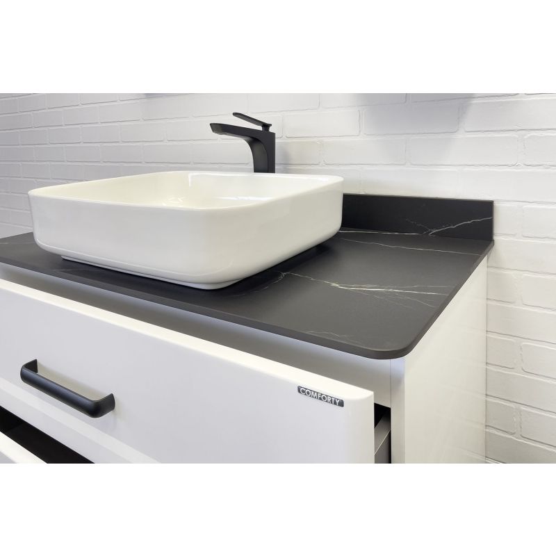 Тумба с раковиной Comforty "Амстердам-95" 00-00014001 белая со столеш. под мрамор Калакатта Блэк с рак. Comforty T-Y9378