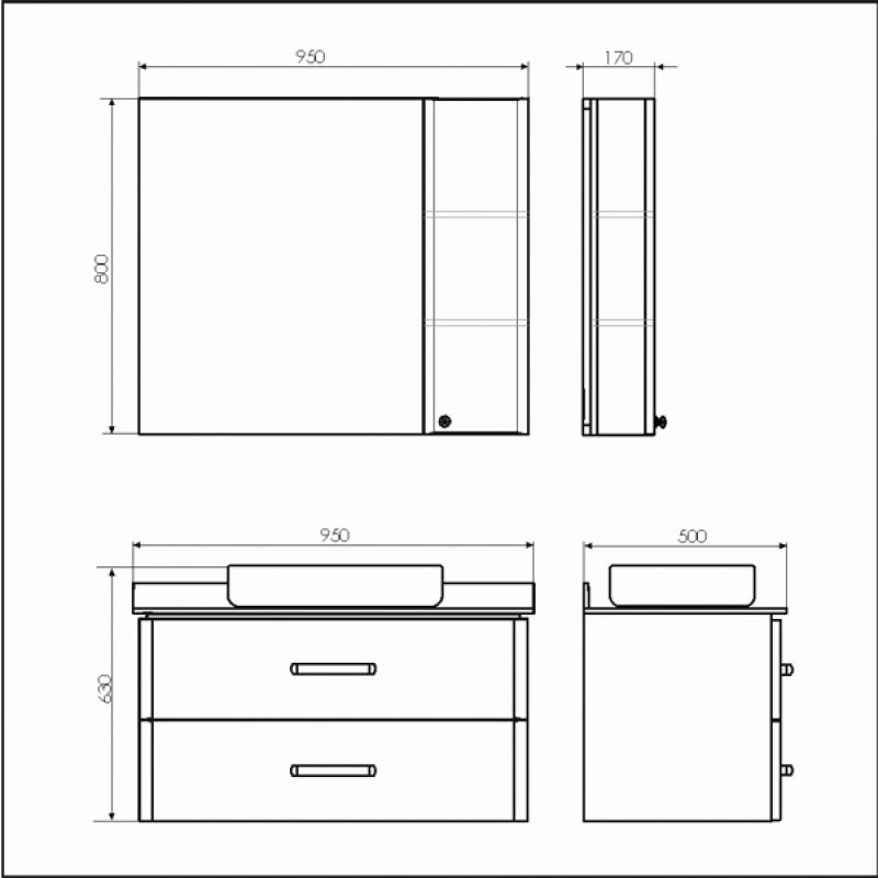 Тумба с раковиной Comforty "Амстердам-95" 00-00014001 белая со столеш. под мрамор Калакатта Блэк с рак. Comforty T-Y9378