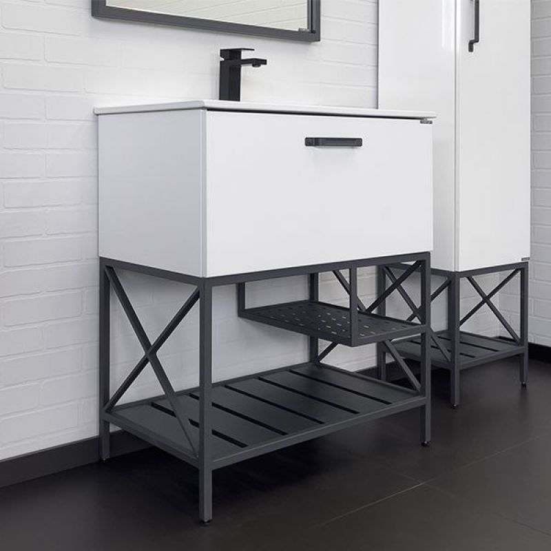 Тумба с раковиной Comforty "Бредфорд-75" 00-00013442 белый/графит с рак. Comforty 75E