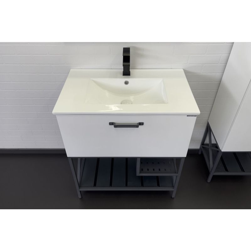 Тумба с раковиной Comforty "Бредфорд-75" 00-00013442 белый/графит с рак. Comforty 75E