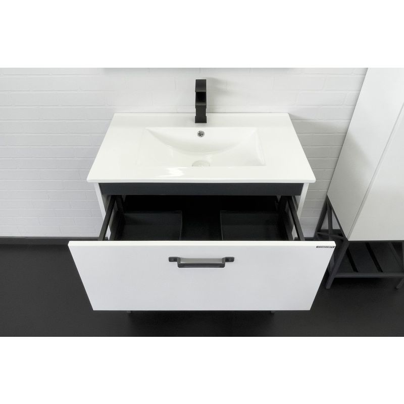 Тумба с раковиной Comforty "Бредфорд-75" 00-00013442 белый/графит с рак. Comforty 75E