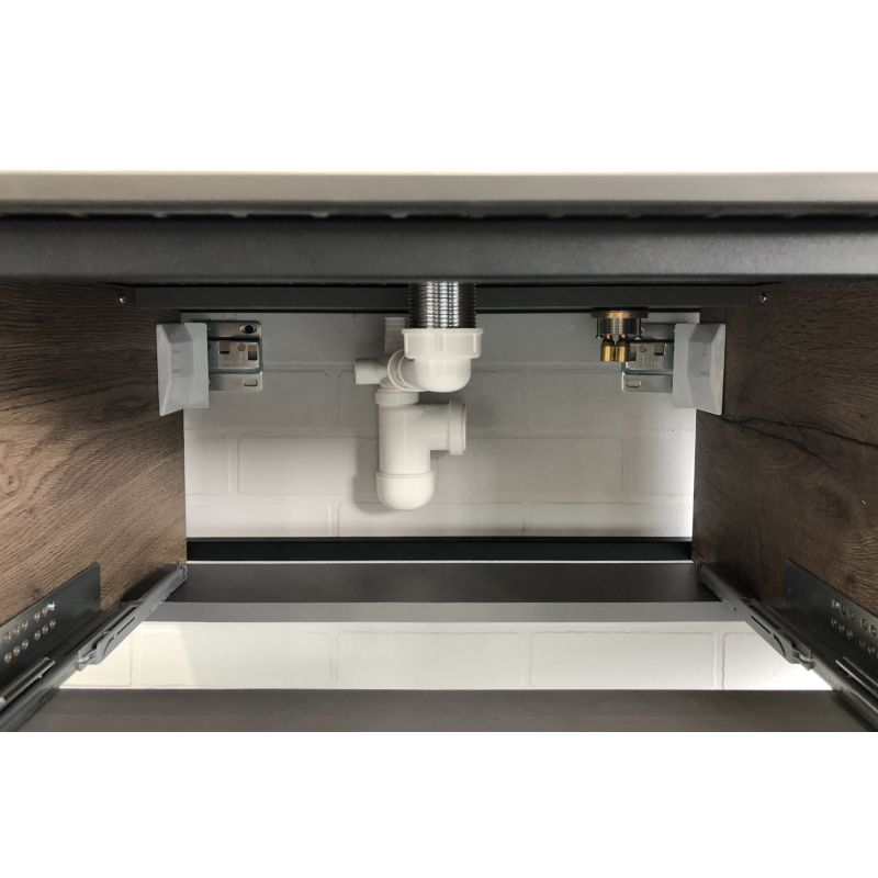 Тумба с раковиной Comforty "Лиссабон-95" 00-00006269 дуб темный с левой черной столешницей с раковиной Comforty 9111