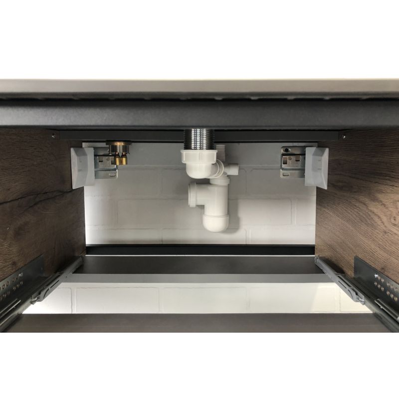 Тумба с раковиной Comforty "Лиссабон-95" 00-00006558 дуб темный с правой черной столешницей с раковиной Comforty 9111