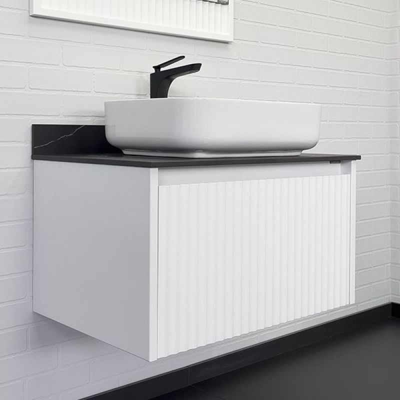 Тумба с раковиной Comforty "Марсель-75" 00-00013395 белый матовый со стол под мрамор Калакатта Блэк c рак Comforty T-Y9378