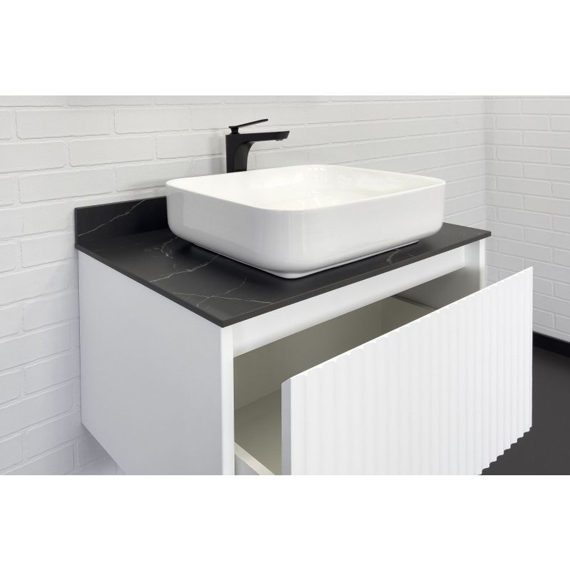 Тумба с раковиной Comforty "Марсель-75" 00-00013395 белый матовый со стол под мрамор Калакатта Блэк c рак Comforty T-Y9378