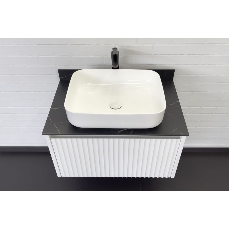 Тумба с раковиной Comforty "Марсель-75" 00-00013395 белый матовый со стол под мрамор Калакатта Блэк c рак Comforty T-Y9378