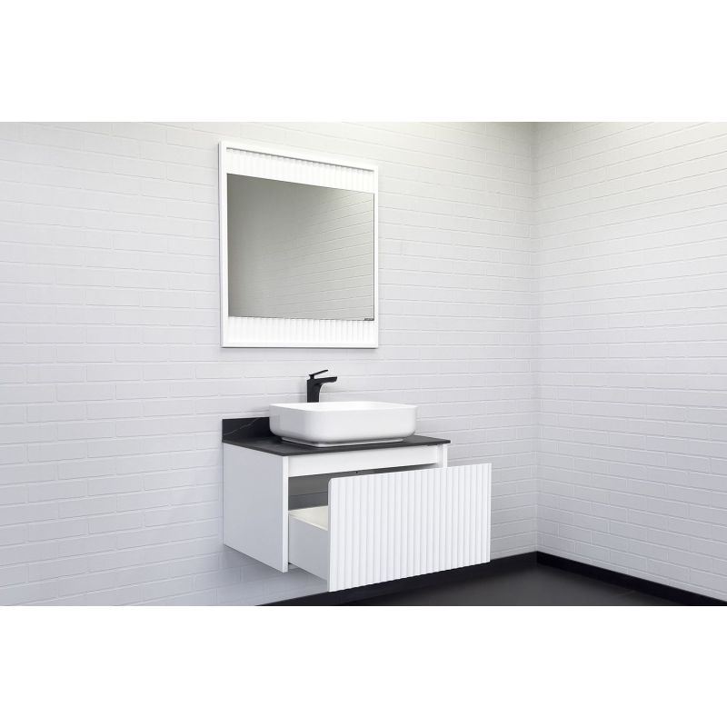 Тумба с раковиной Comforty "Марсель-75" 00-00013395 белый матовый со стол под мрамор Калакатта Блэк c рак Comforty T-Y9378