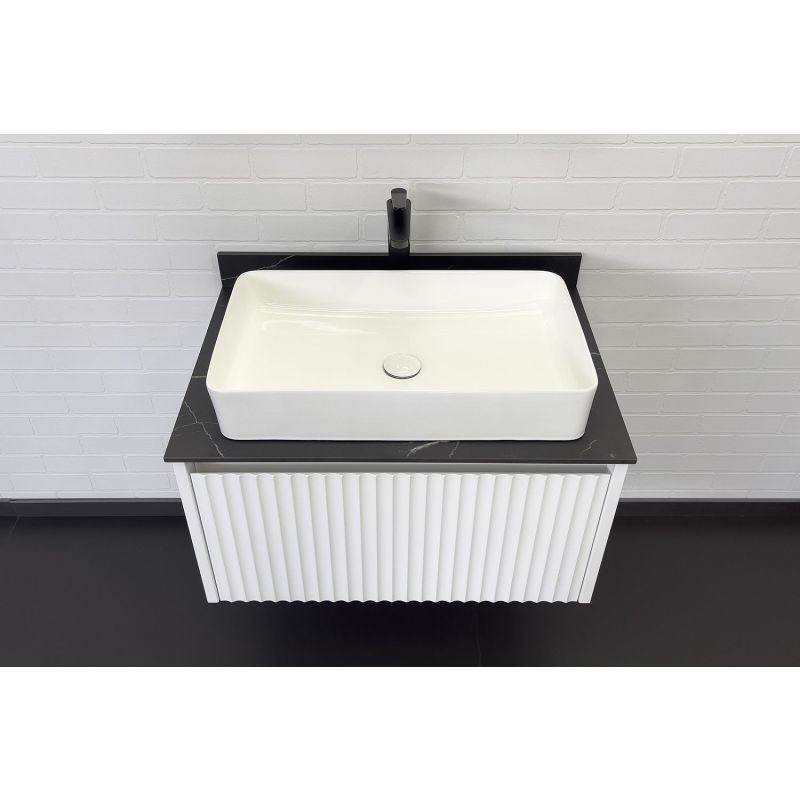Тумба с раковиной Comforty "Марсель-75" 00-00013396 белый матовый со стол. под мрамор Калакатта Блэк c рак. Comforty 78189