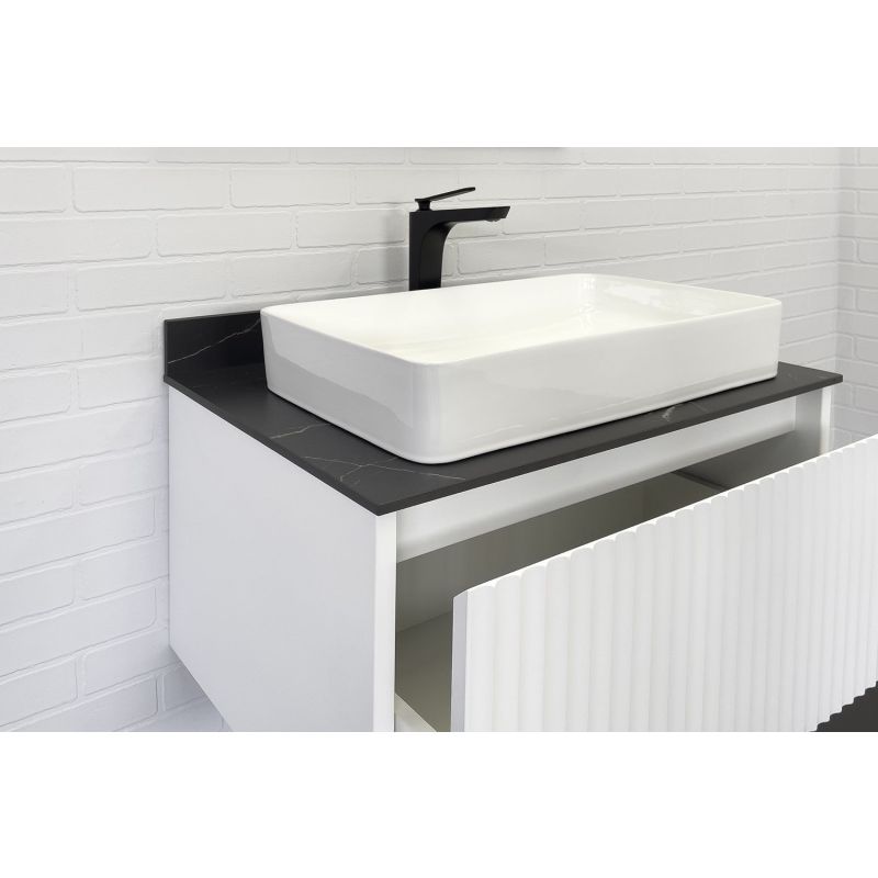 Тумба с раковиной Comforty "Марсель-75" 00-00013396 белый матовый со стол. под мрамор Калакатта Блэк c рак. Comforty 78189