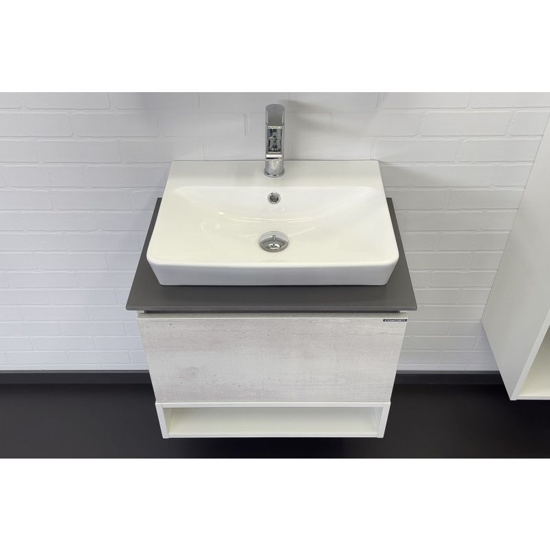 Тумба с раковиной Comforty "Прага-60" 00-00014535 дуб белый с графитовой столеш. с рак. Comforty 9055RA-50