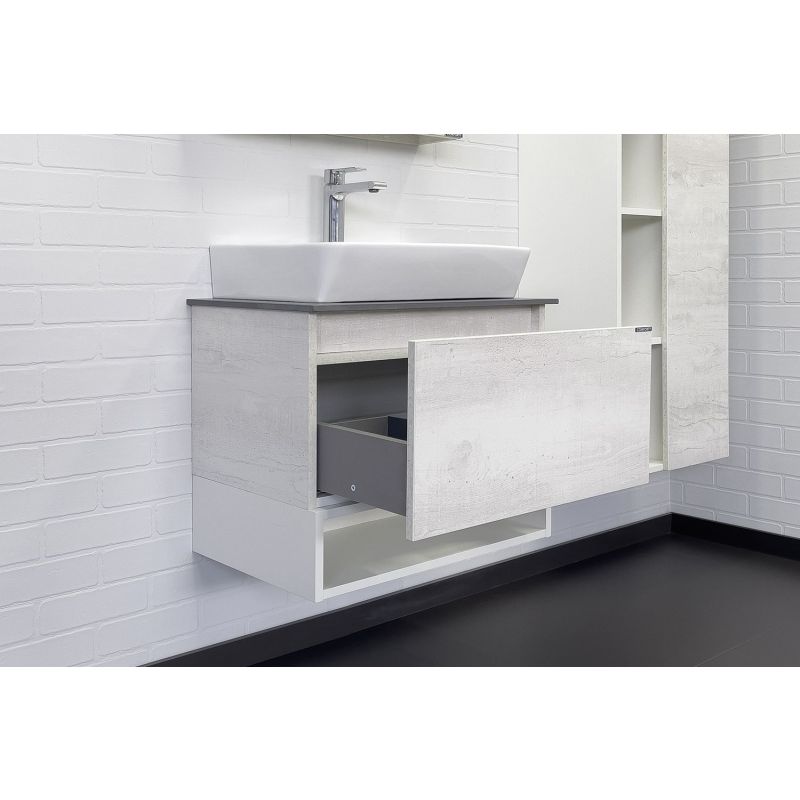 Тумба с раковиной Comforty "Прага-60" 00-00014535 дуб белый с графитовой столеш. с рак. Comforty 9055RA-50