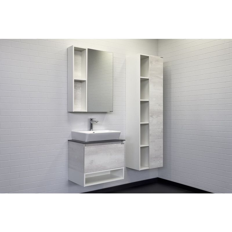 Тумба с раковиной Comforty "Прага-60" 00-00014535 дуб белый с графитовой столеш. с рак. Comforty 9055RA-50