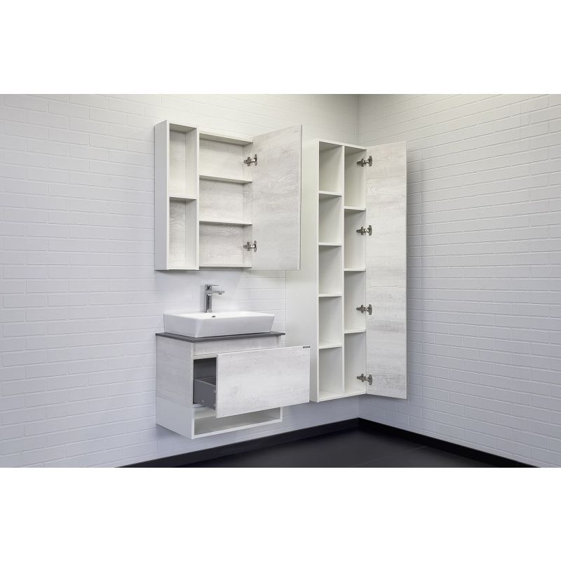 Тумба с раковиной Comforty "Прага-60" 00-00014535 дуб белый с графитовой столеш. с рак. Comforty 9055RA-50