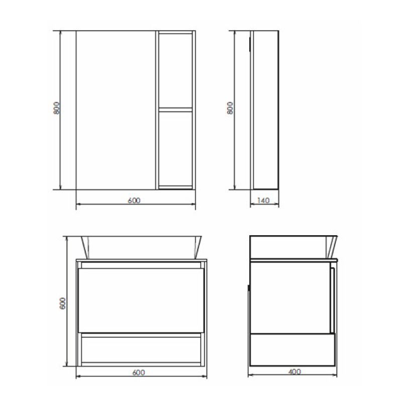 Тумба с раковиной Comforty "Прага-60" 00-00014535 дуб белый с графитовой столеш. с рак. Comforty 9055RA-50