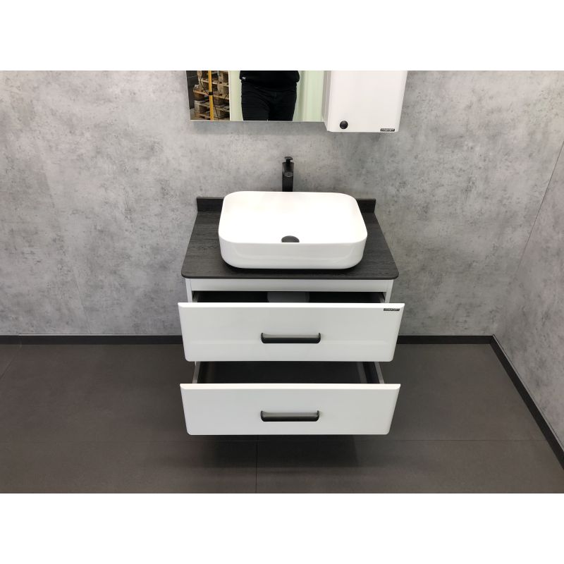 Тумба с раковиной Comforty Амстердам-75 00-00004668 белая с черной матовой столешницей раковина Comforty T-Y9378