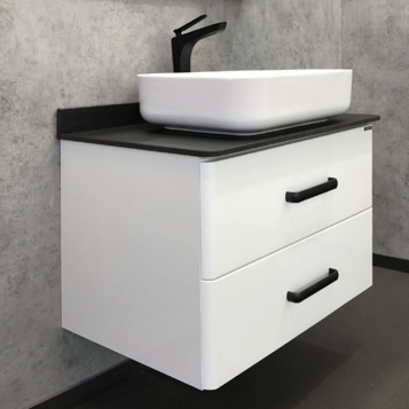 Тумба с раковиной Comforty Амстердам-75 00-00004668 белая с черной матовой столешницей раковина Comforty T-Y9378