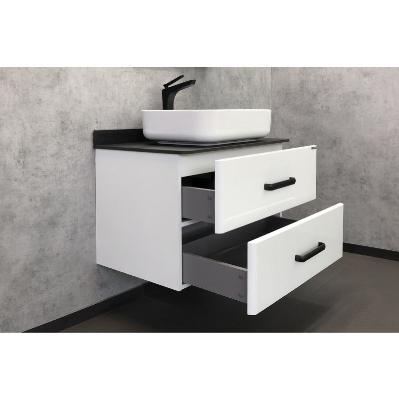 Тумба с раковиной Comforty Амстердам-75 00-00004668 белая с черной матовой столешницей раковина Comforty T-Y9378