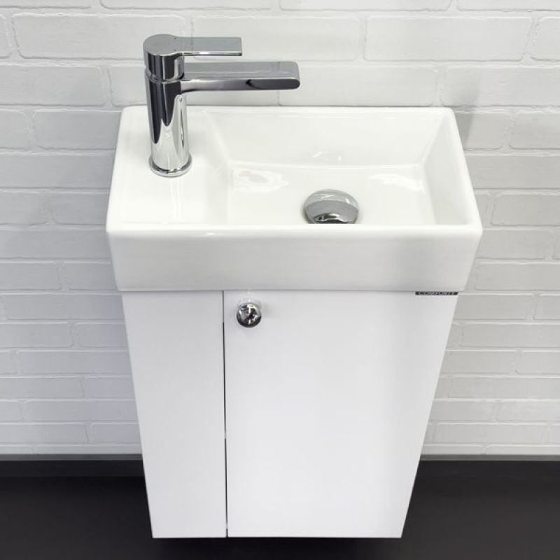 Тумба с раковиной Comforty Асти-40 00-00012835 белый глянец с раковиной Comforty 9048EY