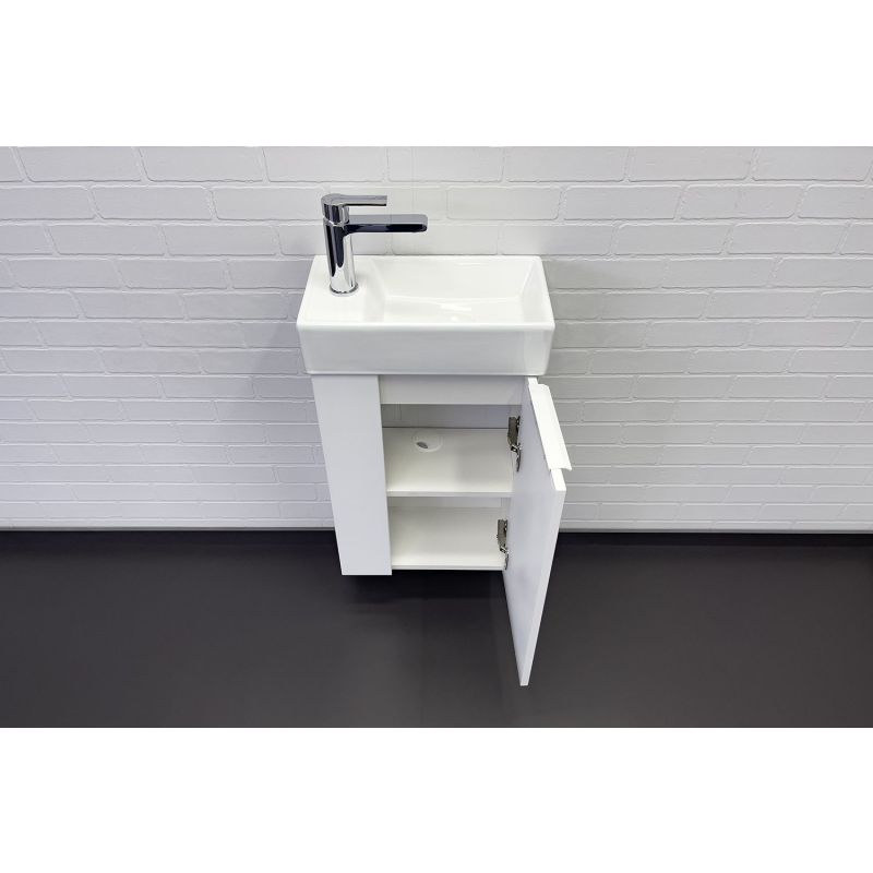 Тумба с раковиной Comforty Асти-40 00-00012835 белый глянец с раковиной Comforty 9048EY