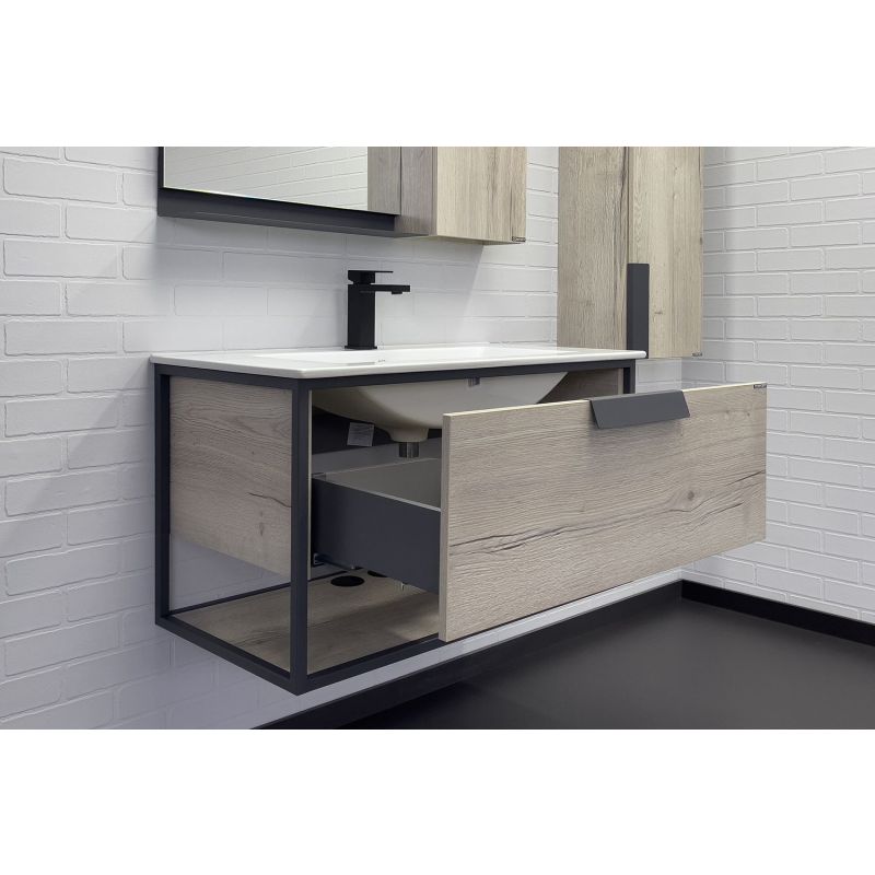 Тумба с раковиной Comforty Бонн 90 00-00011781 графит/дуб дымчатый с раковиной Quadro 90