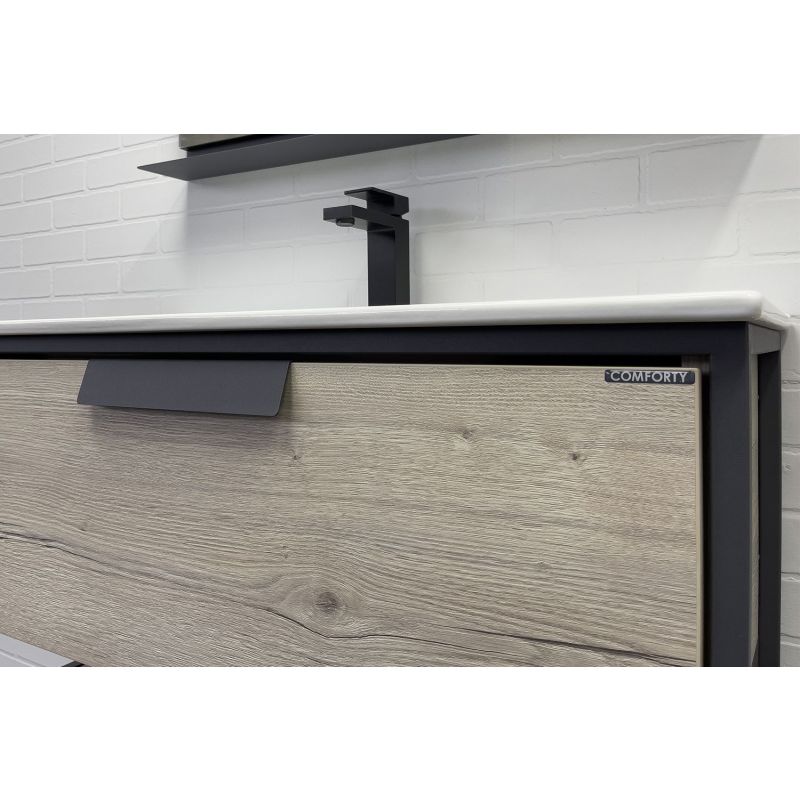 Тумба с раковиной Comforty Бонн 90 00-00011781 графит/дуб дымчатый с раковиной Quadro 90