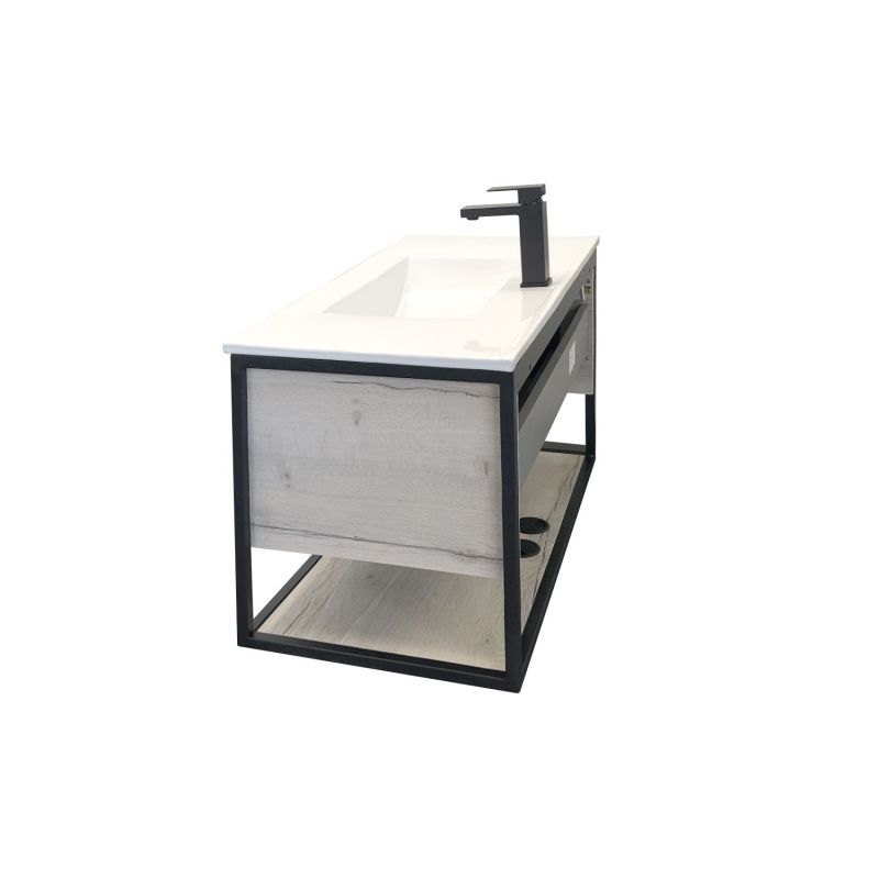 Тумба с раковиной Comforty Бонн 90 00-00011781 графит/дуб дымчатый с раковиной Quadro 90