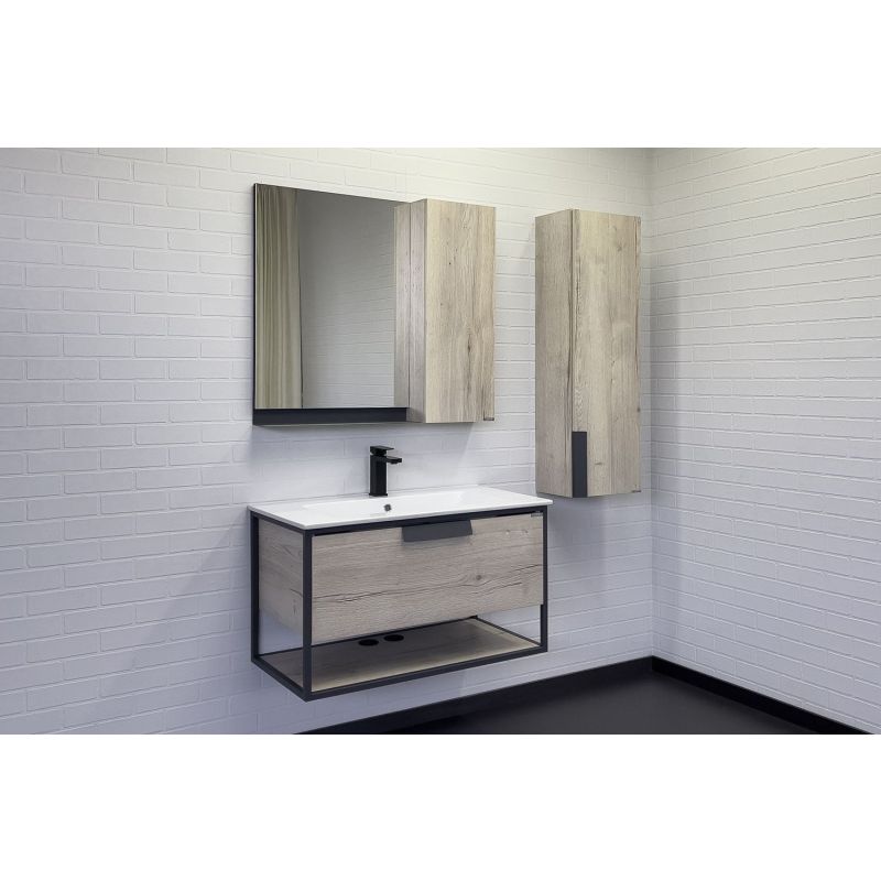 Тумба с раковиной Comforty Бонн 90 00-00011781 графит/дуб дымчатый с раковиной Quadro 90