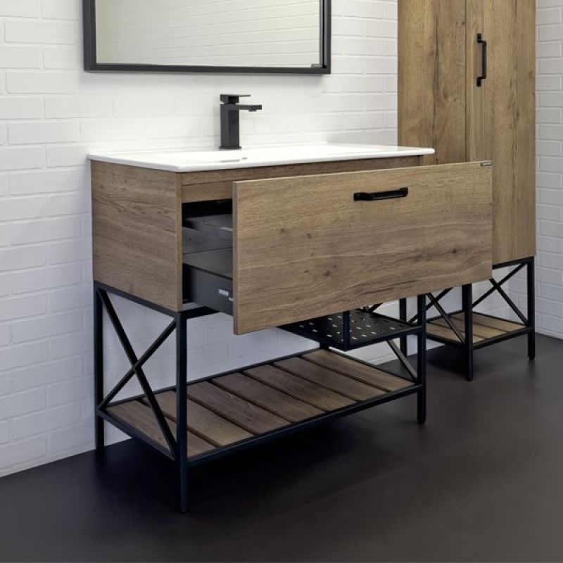 Тумба с раковиной Comforty Бредфорд 90 00-00009403 дуб темный с раковиной Comforty 90E