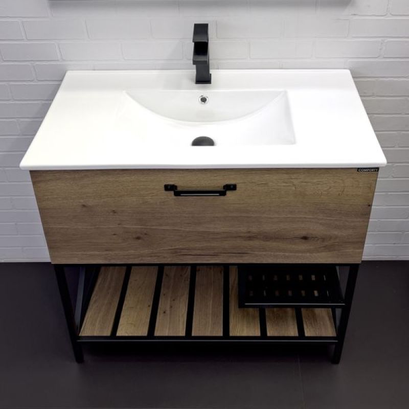 Тумба с раковиной Comforty Бредфорд 90 00-00009403 дуб темный с раковиной Comforty 90E