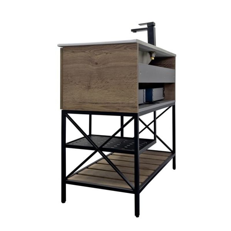 Тумба с раковиной Comforty Бредфорд 90 00-00009403 дуб темный с раковиной Comforty 90E