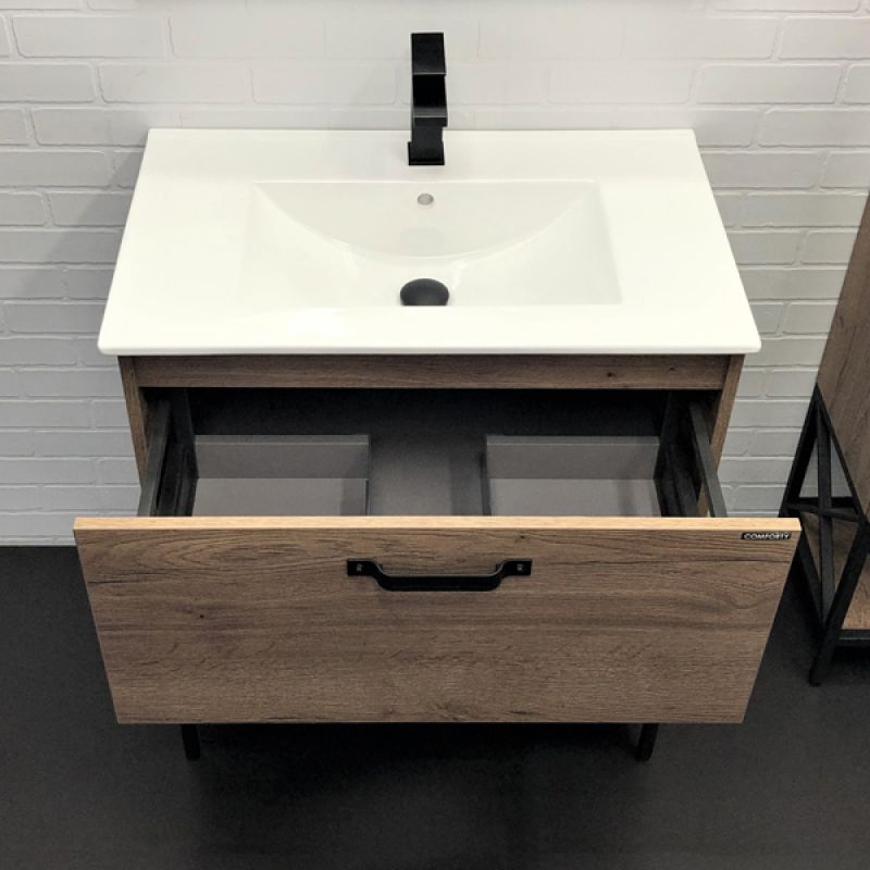 Тумба с раковиной Comforty Бредфорд-75 00-00008074 дуб темный с раковиной Comforty 75E