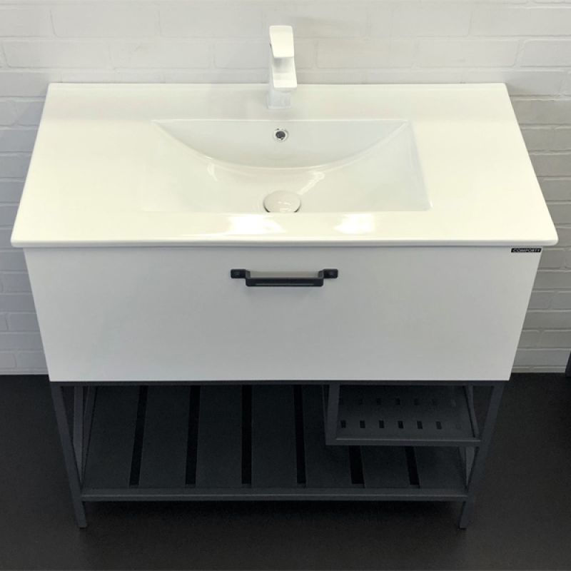 Тумба с раковиной Comforty Бредфорд-90 00-00009955 белый глянец с раковиной Comforty 90E