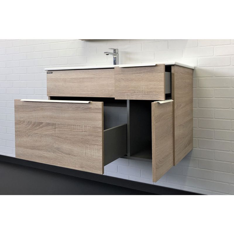 Тумба с раковиной Comforty Варна-90 00-00009919 дуб сонома с раковиной Comforty 9090EL