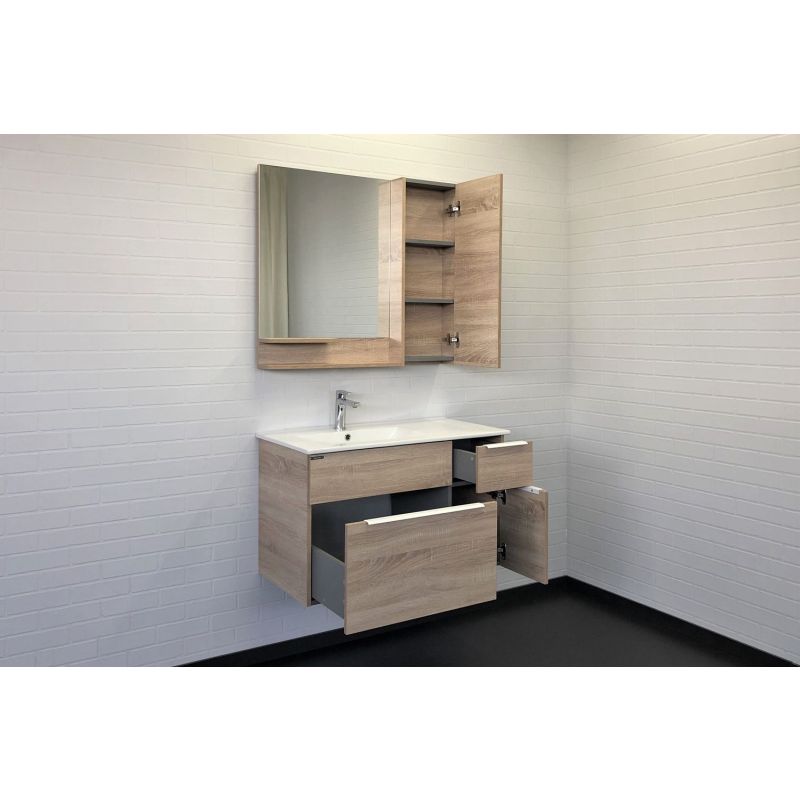 Тумба с раковиной Comforty Варна-90 00-00009919 дуб сонома с раковиной Comforty 9090EL