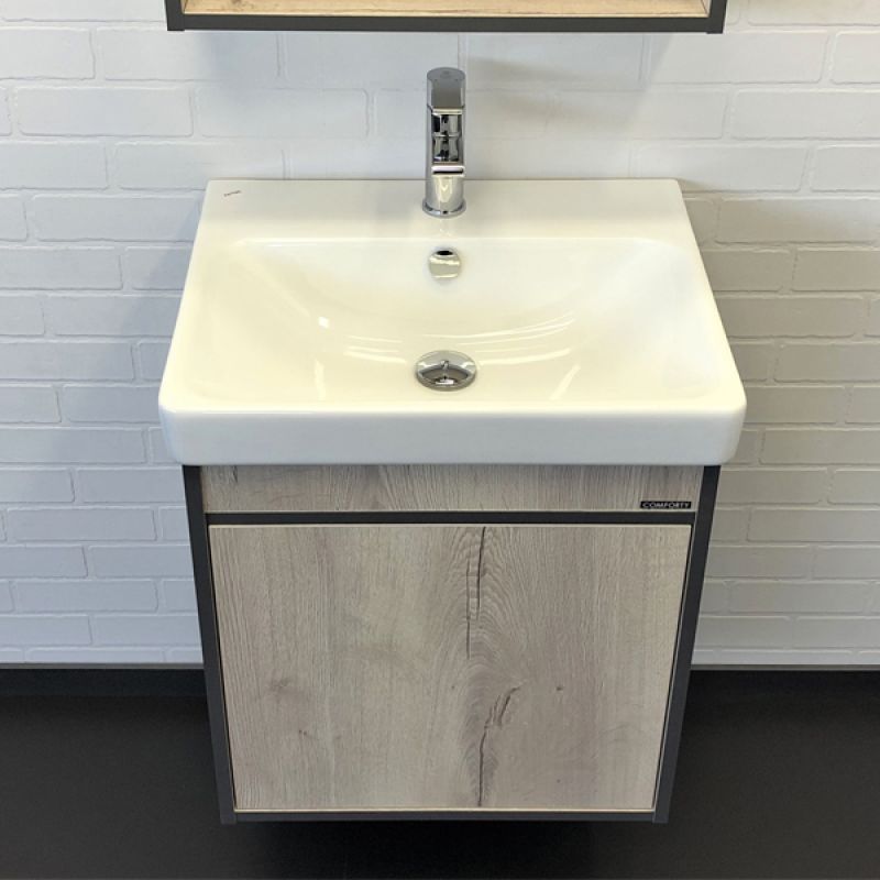 Тумба с раковиной Comforty Вена 55 00-00008928 дуб дымчатый с раковиной Адриана 55