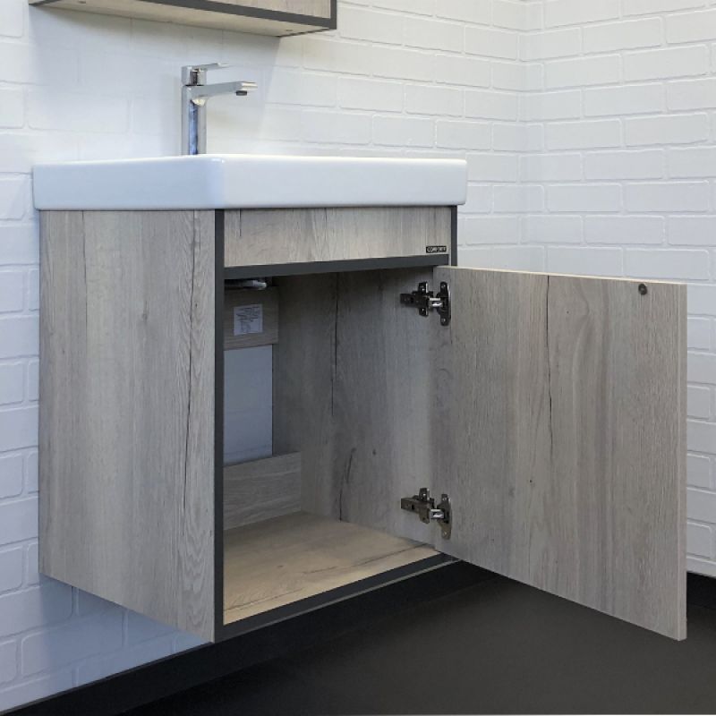 Тумба с раковиной Comforty Вена 55 00-00008928 дуб дымчатый с раковиной Адриана 55