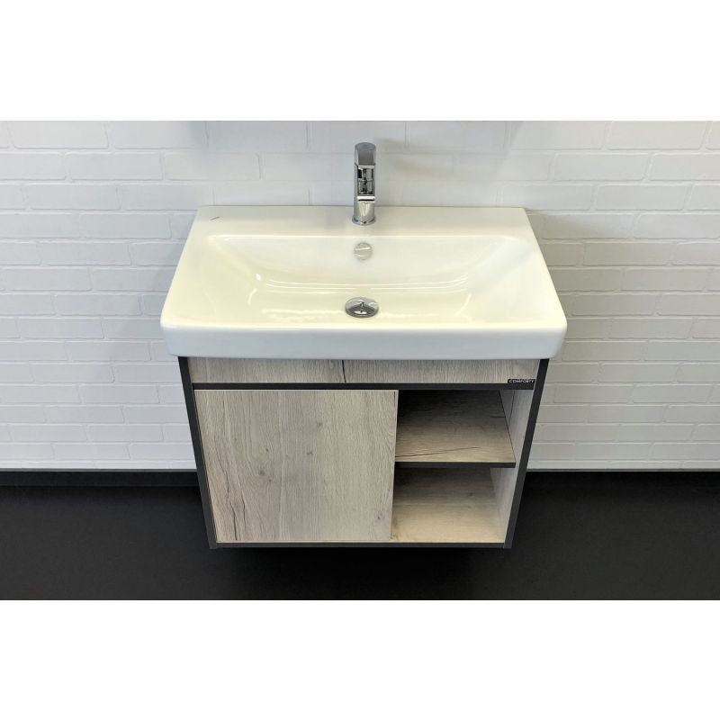 Тумба с раковиной Comforty Вена-70 00-00008929 дуб дымчатый с раковиной Адриана 70