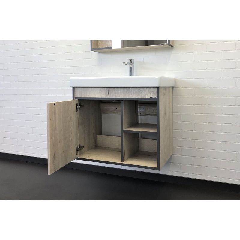 Тумба с раковиной Comforty Вена-70 00-00008929 дуб дымчатый с раковиной Адриана 70